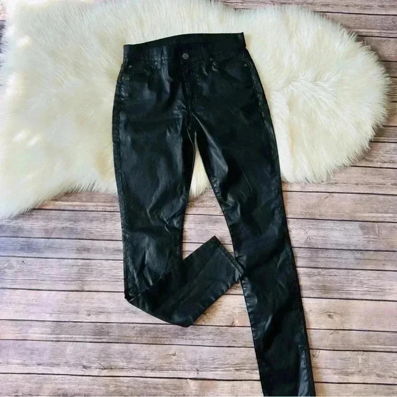 7 For All Mankind Coated High Waisted Jeans Gwenevere 27 - Picture 4 of 9